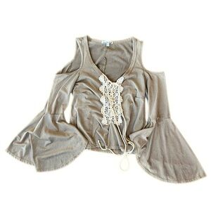 Hippie suede bell sleeve top